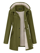 LOMON Women Waterproof Outdoor Hiking Raincoat Women Lined Rain Jacket Lightweight Hooded Jackets Trench Coats