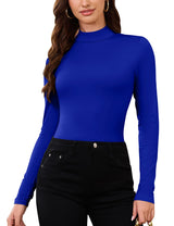 LOMON Women Thermal Long Sleeve Shirts Mock Turtle Neck Fitted Tops Fleece Lined Winter Tops Base Layer Undershirt