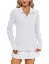 LOMON Women Long Sleeve Shirts Sun Protection 1/4 Zip Summer Quick Dry Hiking Shirts Quarter Zip Pullover for Women