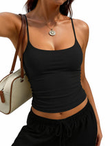 LOMON Padded Camisole Double Lined Tank Tops with Built in Bras Scoop Neck Womens Y2K Basic Going Out Cami Top