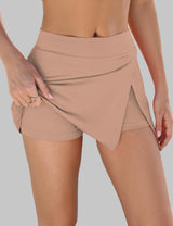 LOMON Mini Skirts for Women with Shorts Underneath Stretchy Bodycon Side Slit Sexy Y2K Club Date Night Going Out Outfits