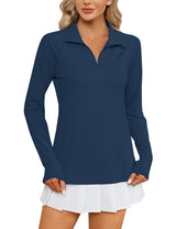 LOMON Women Long Sleeve Shirts Sun Protection 1/4 Zip Summer Quick Dry Hiking Shirts Quarter Zip Pullover for Women