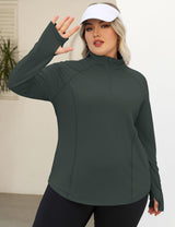 LOMON Womens Plus Size Workout Tops Long Sleeve 1/4 Zip UV Sun Protection Quick Dry Hiking Athletic Shirts Rash Guard UPF 50+