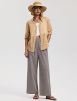 LOMON Cotton Linen Pants Women Wide Leg Palazzo Pants Beach Vacation Outfits Summer 2026 Flowy Clothes Trousers with Pockets