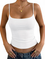 LOMON Padded Camisole Double Lined Tank Tops with Built in Bras Scoop Neck Womens Y2K Basic Going Out Cami Top
