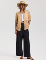 LOMON Cotton Linen Pants Women Wide Leg Palazzo Pants Beach Vacation Outfits Summer 2026 Flowy Clothes Trousers with Pockets