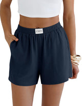LOMON Linen Shorts for Women Summer Beach Casual Shorts Comfy Lightweight Vacation Cruise Outfits Lounge Pants with Pockets