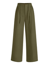 LOMON Womens Linen Pants Summer Wide Leg Cotton Pants Drawstring Elastic Waist Casual Loose Slacks Work Trousers with Pockets