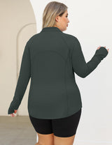 LOMON Womens Plus Size Workout Tops Long Sleeve 1/4 Zip UV Sun Protection Quick Dry Hiking Athletic Shirts Rash Guard UPF 50+