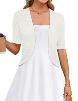 LOMON Womens Cropped Cardigan Short Sleeve Bolero Shrug Sweater Open Front Lightweight