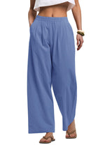 LOMON Cotton Linen Pants Women Wide Leg Palazzo Pants Beach Vacation Outfits Summer 2026 Flowy Clothes Trousers with Pockets