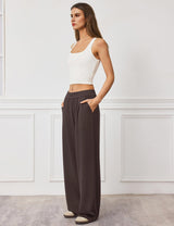 LOMON Womens Wide Leg Pants Travel Casual Lounge High Waist Flowy Palazzo Pants with Pocket Loose Spring Summer Clothing