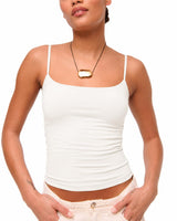 LOMON Padded Camisole Double Lined Tank Tops with Built in Bras Scoop Neck Womens Y2K Basic Going Out Cami Top