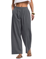 LOMON Cotton Linen Pants Women Wide Leg Palazzo Pants Beach Vacation Outfits Summer 2026 Flowy Clothes Trousers with Pockets
