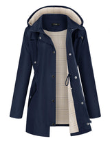 LOMON Women Waterproof Outdoor Hiking Raincoat Women Lined Rain Jacket Lightweight Hooded Jackets Trench Coats