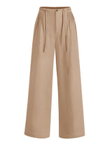 LOMON Womens Linen Pants Summer Wide Leg Cotton Pants Drawstring Elastic Waist Casual Loose Slacks Work Trousers with Pockets