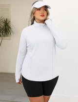 LOMON Womens Plus Size Workout Tops Long Sleeve 1/4 Zip UV Sun Protection Quick Dry Hiking Athletic Shirts Rash Guard UPF 50+
