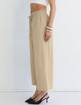 LOMON Women's Casual Wide Leg Pants Drawstring Elastic Waist Flowy Palazzo Pants with Pockets