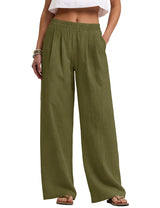 LOMON Cotton Linen Pants Women Wide Leg Palazzo Pants Beach Vacation Outfits Summer 2026 Flowy Clothes Trousers with Pockets