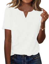 LOMON Womens Short Sleeve V Neck T Shirts Summer Tops Basic Tees Business Casual Blouses Trendy Fashion Clothes