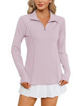 LOMON Women Long Sleeve Shirts Sun Protection 1/4 Zip Summer Quick Dry Hiking Shirts Quarter Zip Pullover for Women