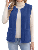 LOMON Womens Fuzzy Fleece Vest Warm Sleeveless Zip-Up Sherpa Jacket