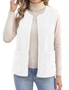 LOMON Womens Fuzzy Fleece Vest Warm Sleeveless Zip-Up Sherpa Jacket