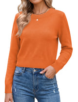 LOMON Women's Cropped Sweaters Crewneck Fall Clothes Long Sleeve Knit Tops