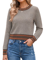 LOMON Women's Cropped Sweaters Crewneck Fall Clothes Long Sleeve Knit Tops