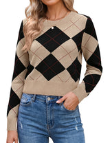 LOMON Women's Cropped Sweaters Crewneck Fall Clothes Long Sleeve Knit Tops