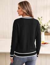 LOMON Women's Cable Knit Sweater Long Sleeve Crew Neck Fall Tops