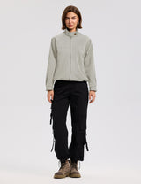 LOMON Jackets for Women Zip Up Funnel Neck Cropped Jackets With Pockets