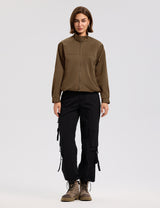 LOMON Jackets for Women Zip Up Funnel Neck Cropped Jackets With Pockets