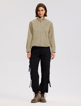 LOMON Jackets for Women Zip Up Funnel Neck Cropped Jackets With Pockets