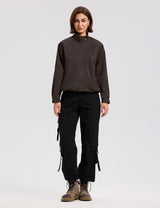 LOMON Jackets for Women Zip Up Funnel Neck Cropped Jackets With Pockets