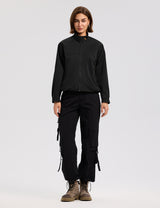 LOMON Jackets for Women Zip Up Funnel Neck Cropped Jackets With Pockets