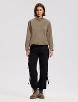 LOMON Jackets for Women Zip Up Funnel Neck Cropped Jackets With Pockets