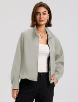 LOMON Jackets for Women Zip Up Funnel Neck Cropped Jackets With Pockets