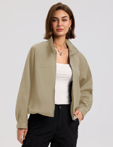 LOMON Jackets for Women Zip Up Funnel Neck Cropped Jackets With Pockets