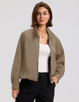 LOMON Jackets for Women Zip Up Funnel Neck Cropped Jackets With Pockets