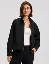LOMON Jackets for Women Zip Up Funnel Neck Cropped Jackets With Pockets