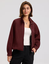 LOMON Jackets for Women Zip Up Funnel Neck Cropped Jackets With Pockets