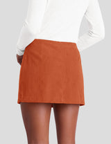 LOMON Women's Corduroy Mini Skirt with Built-in Shorts and a Low Rise Fit