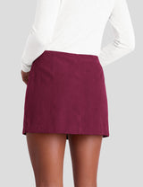 LOMON Women's Corduroy Mini Skirt with Built-in Shorts and a Low Rise Fit