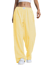 LOMON Womens Striped Gingham Boxer Pants Spring Summer Pajama Lounge Pj Casual Plaid Trousers Y2K Beach Bottoms with Pockets