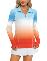 LOMON Women Long Sleeve Shirts Sun Protection 1/4 Zip Summer Quick Dry Hiking Shirts Quarter Zip Pullover for Women