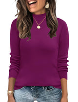 LOMON Mock Neck Tops for Women Long Sleeve Dressy Casual Lightweight Basic Knitted Pullover Sweater S-XL