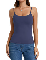 LOMON Padded Camisole Double Lined Tank Tops with Built in Bras Scoop Neck Womens Y2K Basic Going Out Cami Top