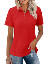 LOMON Womens Golf Polo Shirts Summer Short Sleeve 1/4 Zip Tops Moisture Wicking Casual Tennis Activewear with Pockets