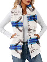 LOMON Womens Fuzzy Fleece Vest, Casual Warm Sleeveless Zip Up Sherpa Vest Jacket with Pockets for Fall/Winter